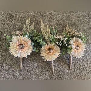Floral Wedding Bouquet with Beige and Green Blooms